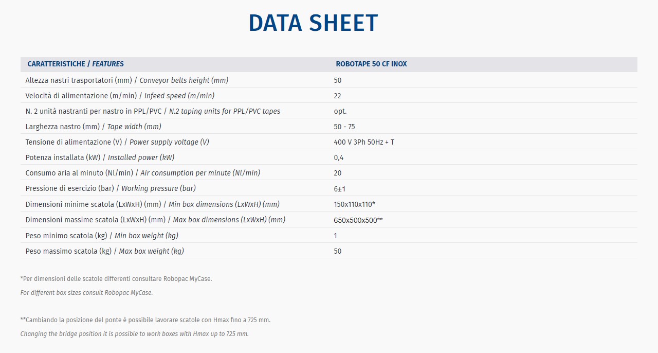 Robotape 50 CF INOX - Data Sheet