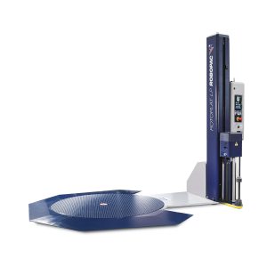 Low profile Rotoplat semi-automatic turntable stretch wrapper