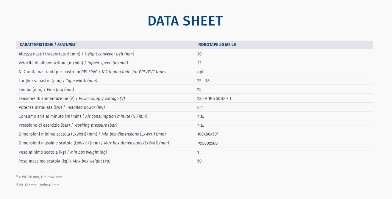 ROBOTAPE 50 ME LH Data Sheet